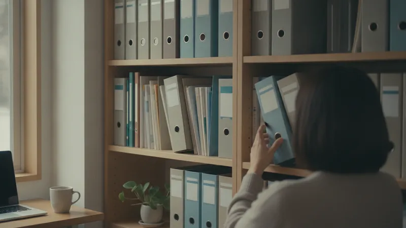 整理された資料棚のイメージ
